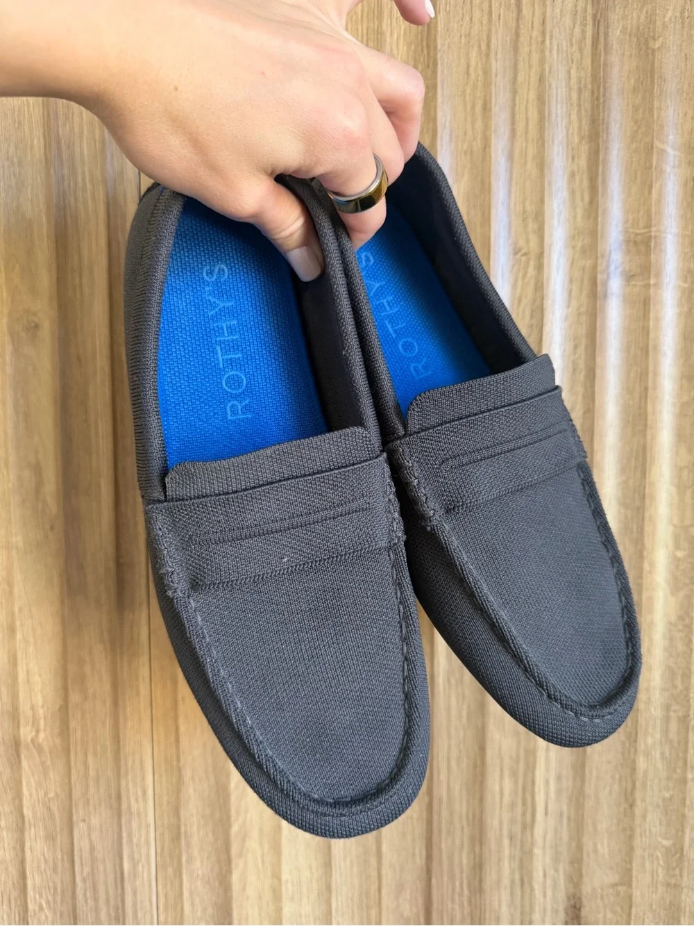 ROTHYS Mens Grey Driving Loafer Slip On Dress Shoes